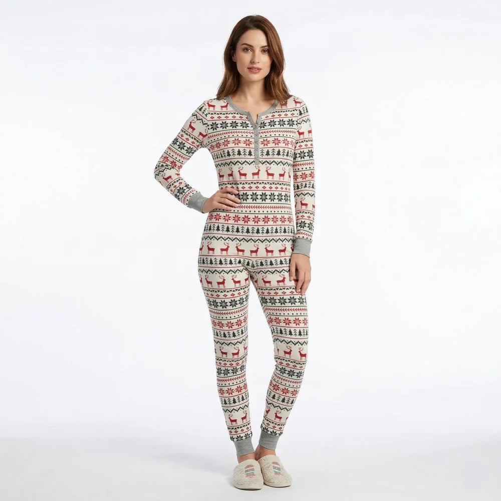 Pyjama de Noël Femme à motifs nordiques - Blanc / S