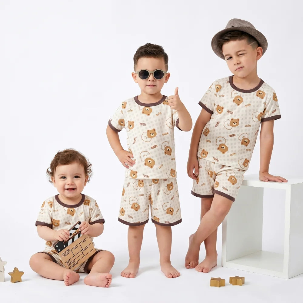Pyjama Enfant Ensemble d’Été ours (6mois-10ans)