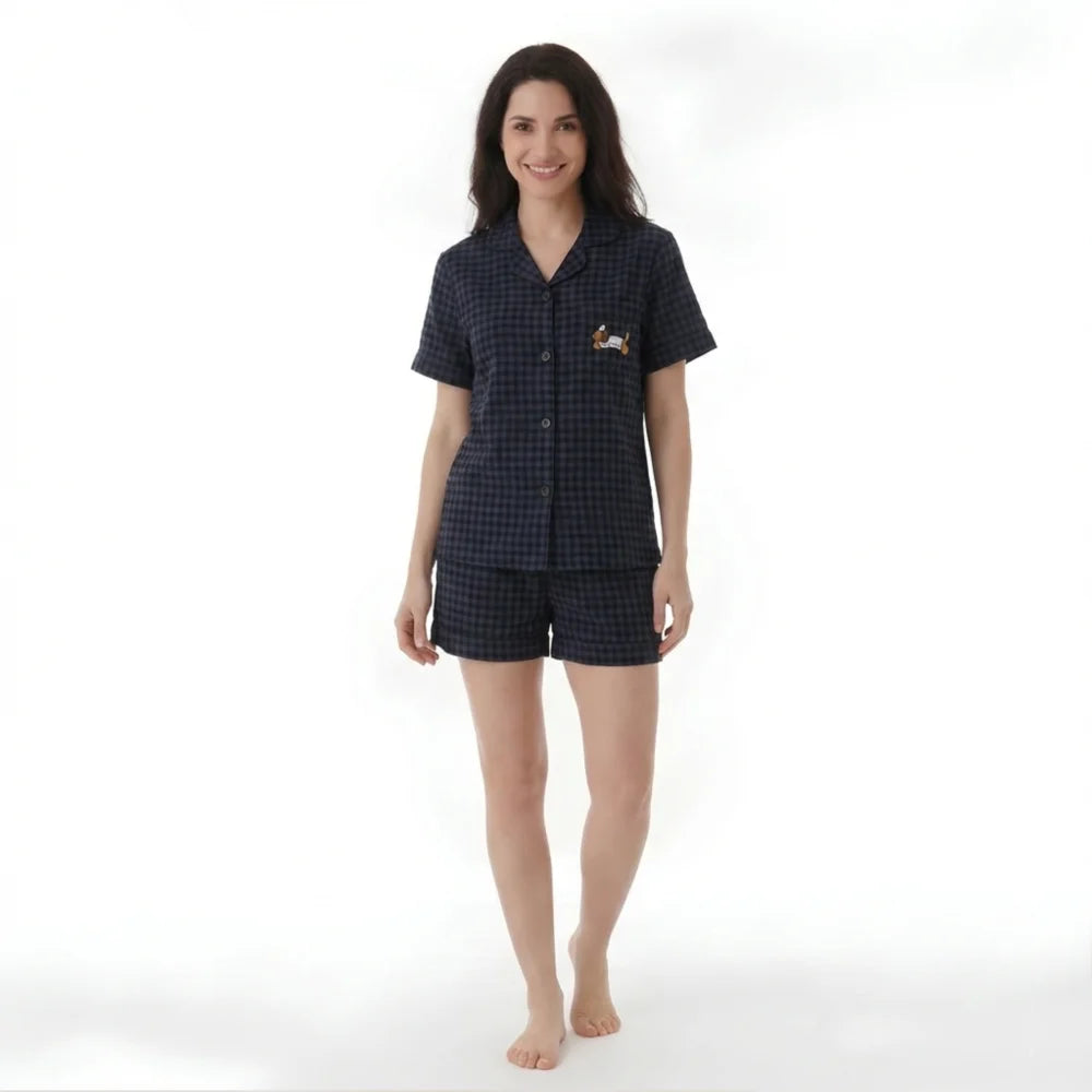 Pyjama Femme à Carreaux chien