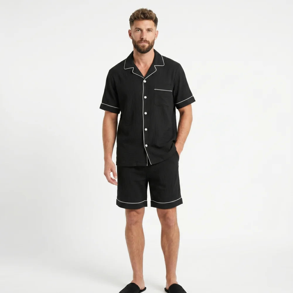 Pyjama Homme Été Ensemble - Noir / L