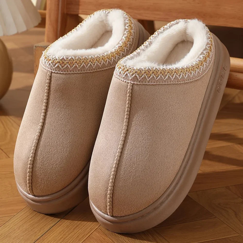 Chausson femme d’hiver style mule - Beige / 36-37