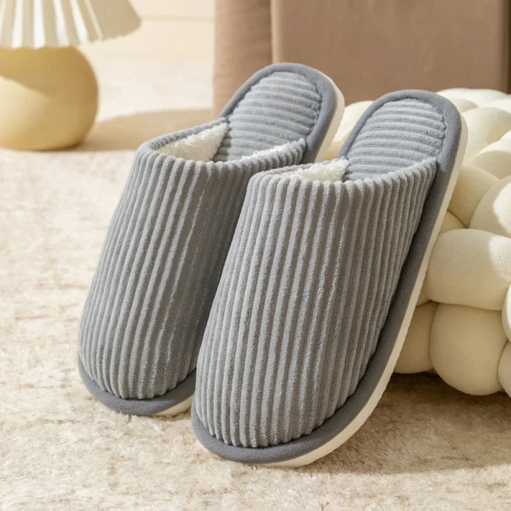 Chaussons pantoufles d’hiver en velours - Gris / 38-39