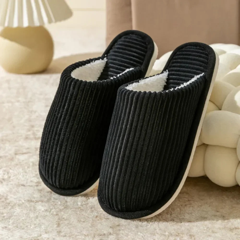 Chaussons pantoufles d’hiver en velours - Noir / 38-39