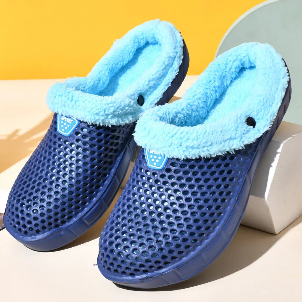 Chaussons style mule (taille 36-47) - Bleu / 36