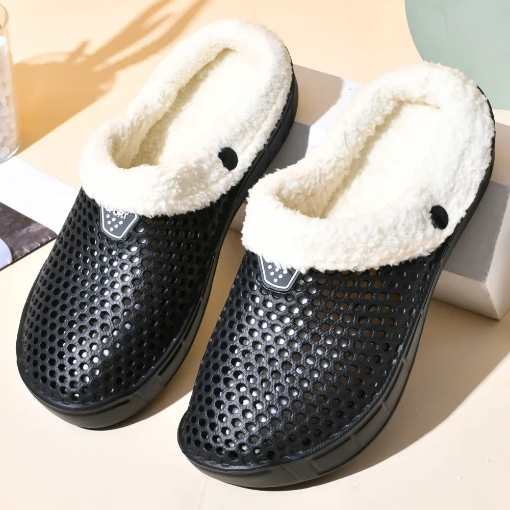 Chaussons style mule (taille 36-47) - Noir & Blanc / 36