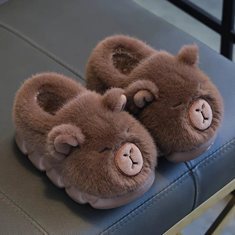 Kids Winter Warm Cotton Slippers Cute Capybara Slip-On Shoes for Boys & Girls Soft Non-Slip Soles Lightweight Easy Wear