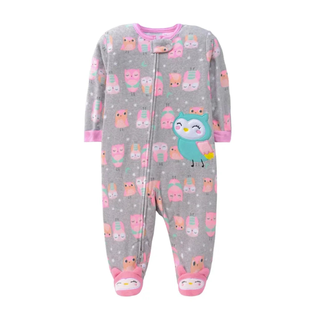 Spring Baby Girl Rompers Clothes Zipper Fleece Autumn Warm Newborn Infants Pajamas Outfit Animal Jumpsuit Clothing -12