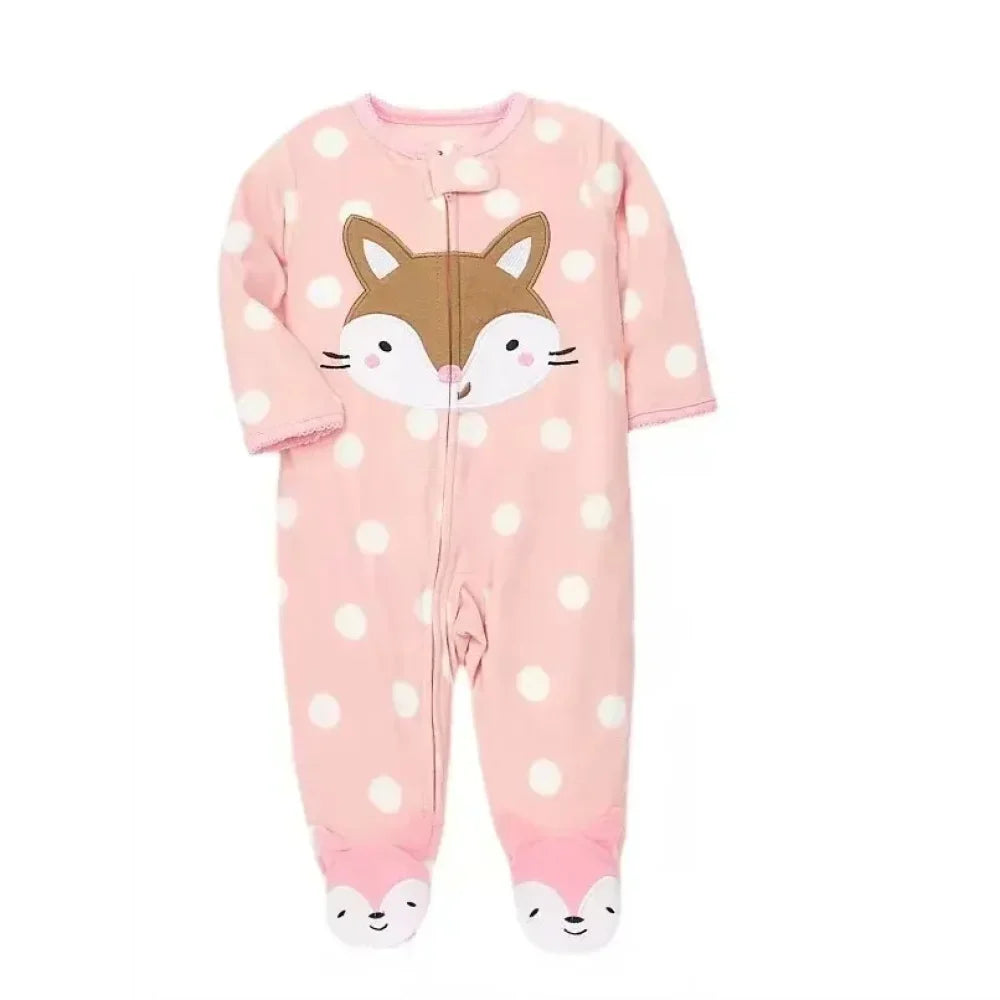 Spring Baby Girl Rompers Clothes Zipper Fleece Autumn Warm Newborn Infants Pajamas Outfit Animal Jumpsuit Clothing -12
