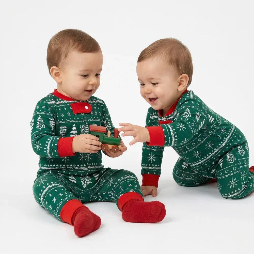 Pyjama de Noël Bébé à motifs nordiques (3-24mois) - Vert / 3-6 mois