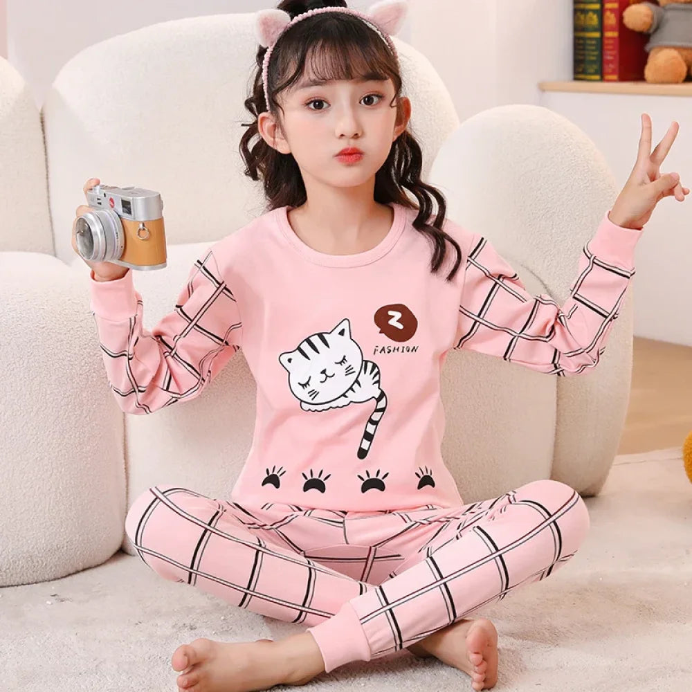 Pyjama Enfant Coton Fashion chat (2-14ans) - 5-6 ans