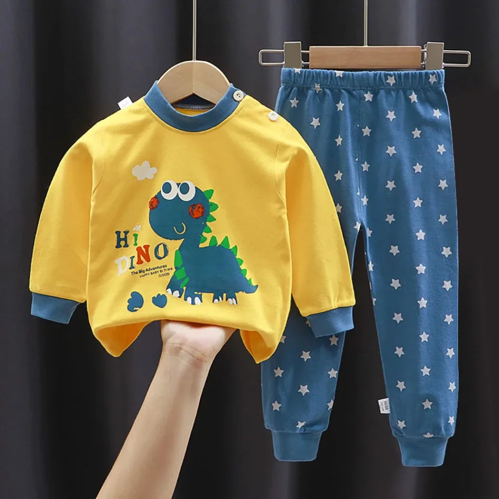 Pyjama Enfant Dinosaure ensemble (6 mois - 8 ans) Bleu & Jaune / 6-9 mois