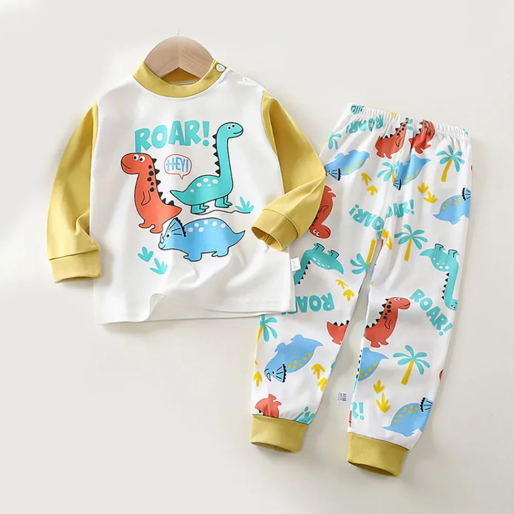 Pyjama Enfant Dinosaure ensemble (6 mois - 8 ans) Jaune & Blanc / 6-9 mois
