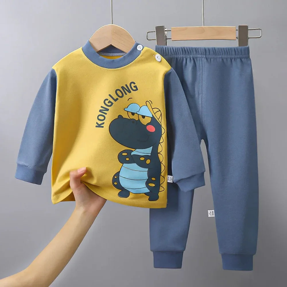 Pyjama Enfant Dinosaure ensemble (6 mois - 8 ans) Jaune & Gris / 6-9 mois