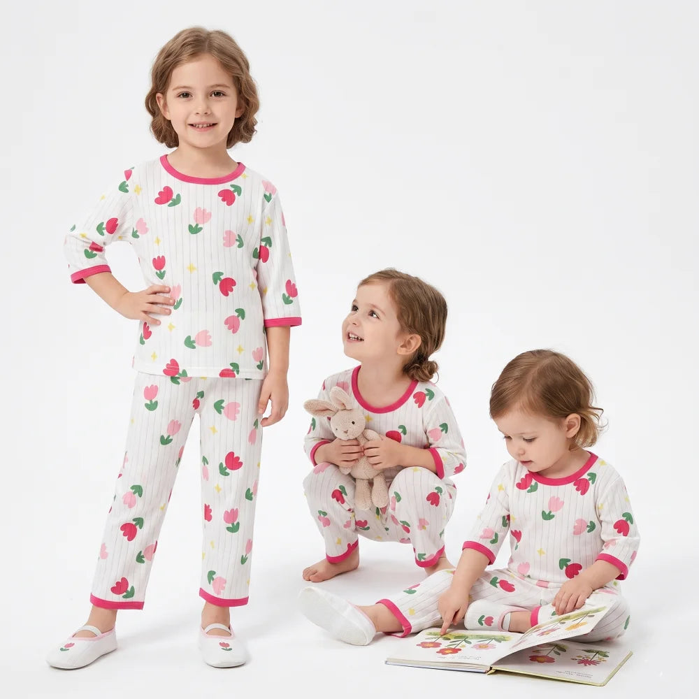 Pyjama Enfant Été Ensemble pour fille fleur (1-8ans)