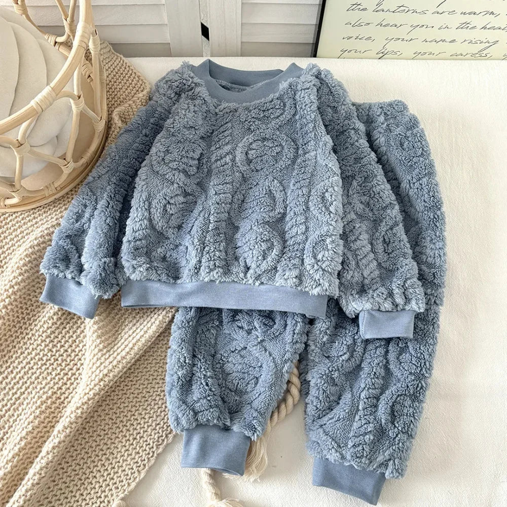 Pyjama Enfant Flanelle Torsadée (6 mois - 4 ans) - Bleu / 6 - 14 mois