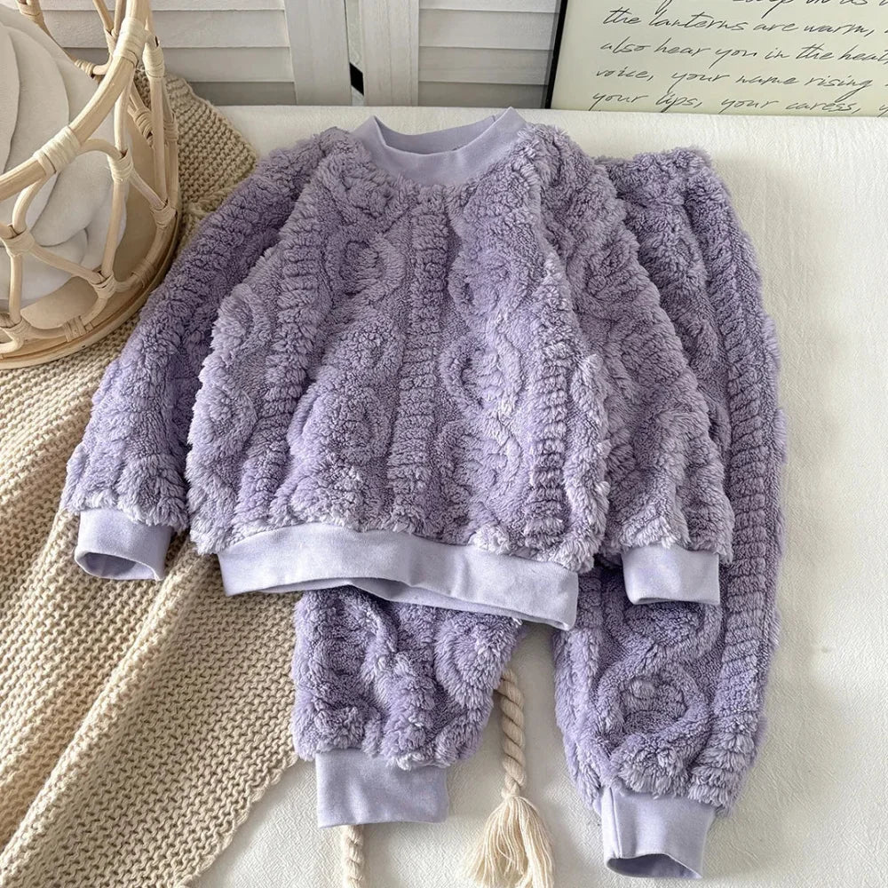 Pyjama Enfant Flanelle Torsadée (6 mois - 4 ans) - Violet / 6 - 14 mois