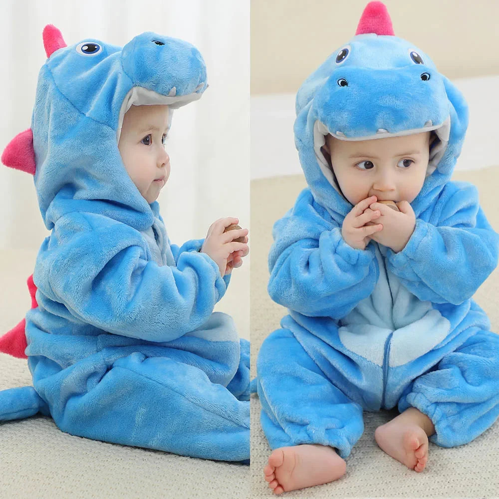 Pyjama Enfant Grenouillère Dinosaure (0-4ans) - Bleu Clair / 6 mois