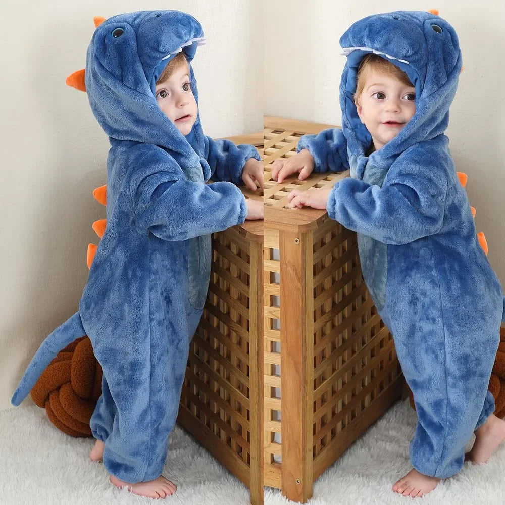 Pyjama Enfant Grenouillère Dinosaure (0-4ans) - Bleu Foncé / 6 mois
