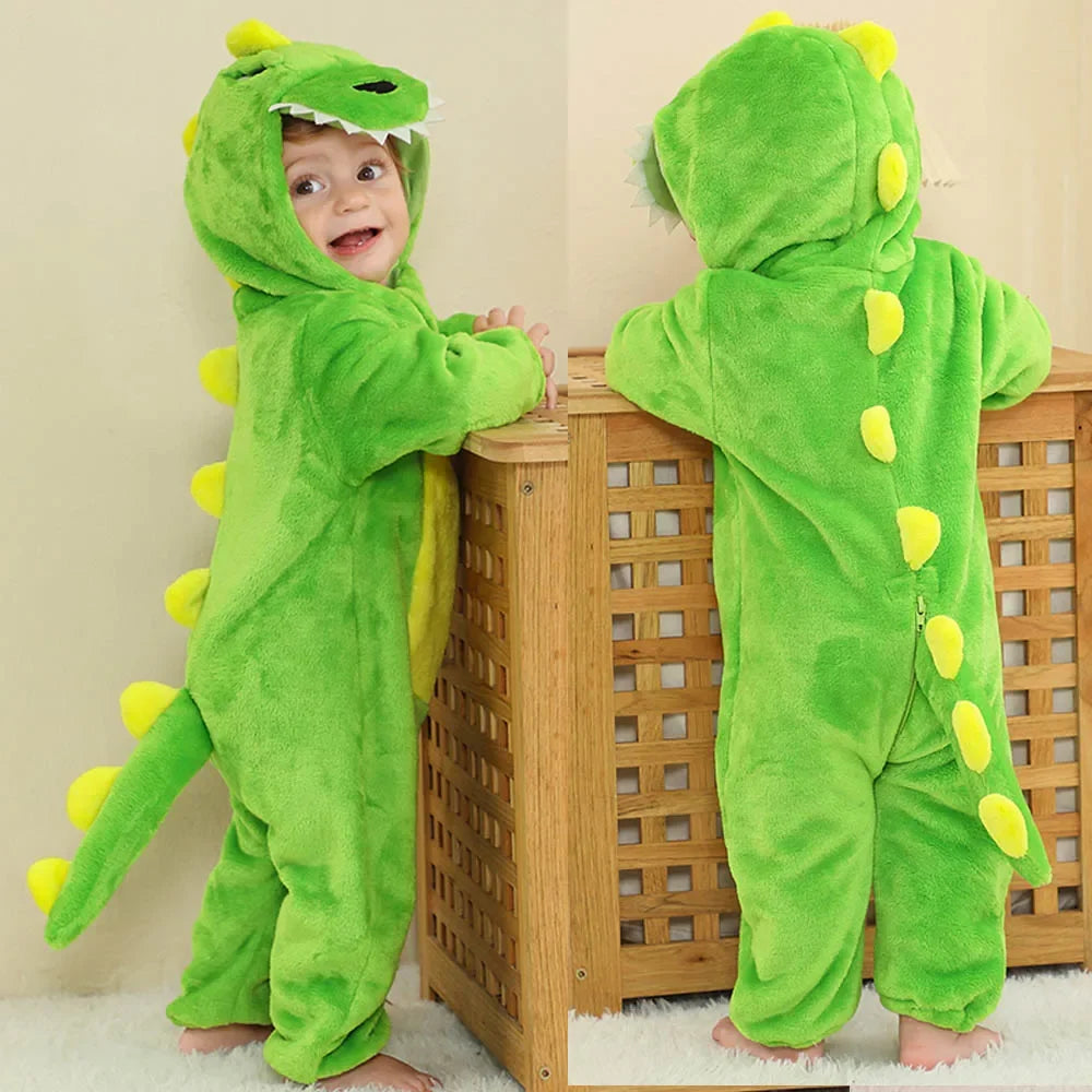 Pyjama Enfant Grenouillère Dinosaure (0-4ans) - Vert Clair & Jaune / 6 mois