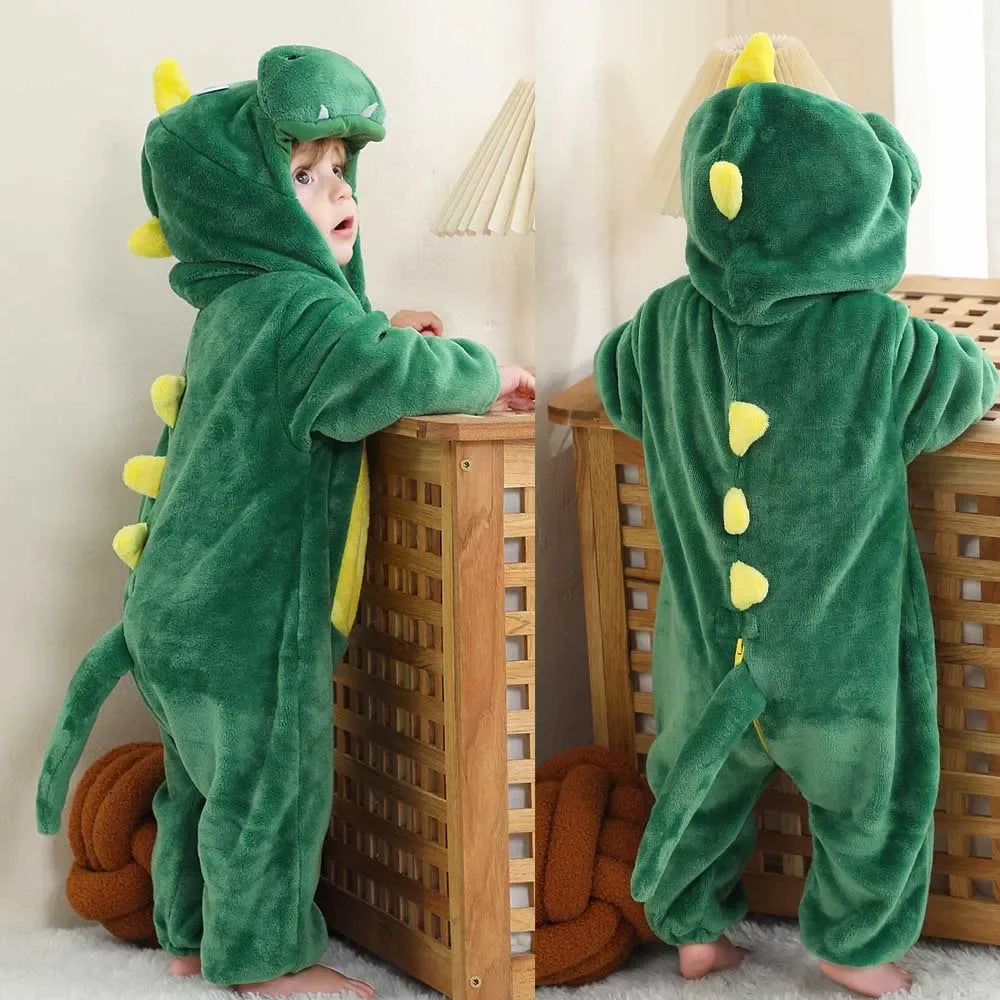Pyjama Enfant Grenouillère Dinosaure (0-4ans) - Vert Foncé / 6 mois