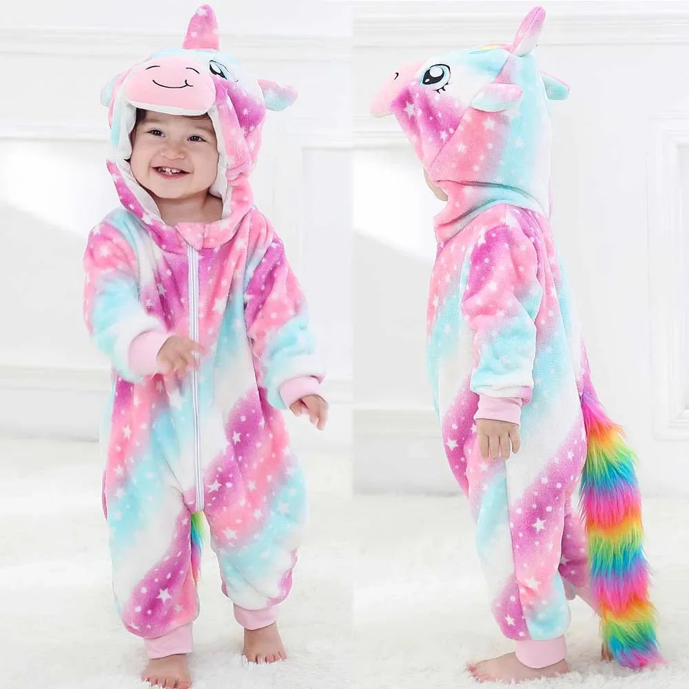 Pyjama Enfant Grenouillère Licorne (0-4ans) - Blanc & Rose & Bleu / 6 mois