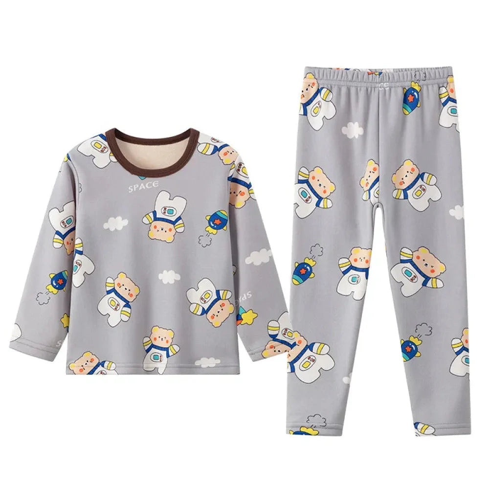 Pyjama Enfant Velours Astronaute (3-12ans) - 3-4ans