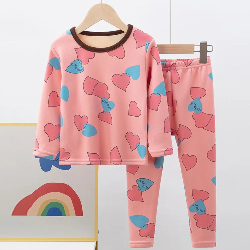 Pyjama Enfant Velours Cœur (3-12ans)