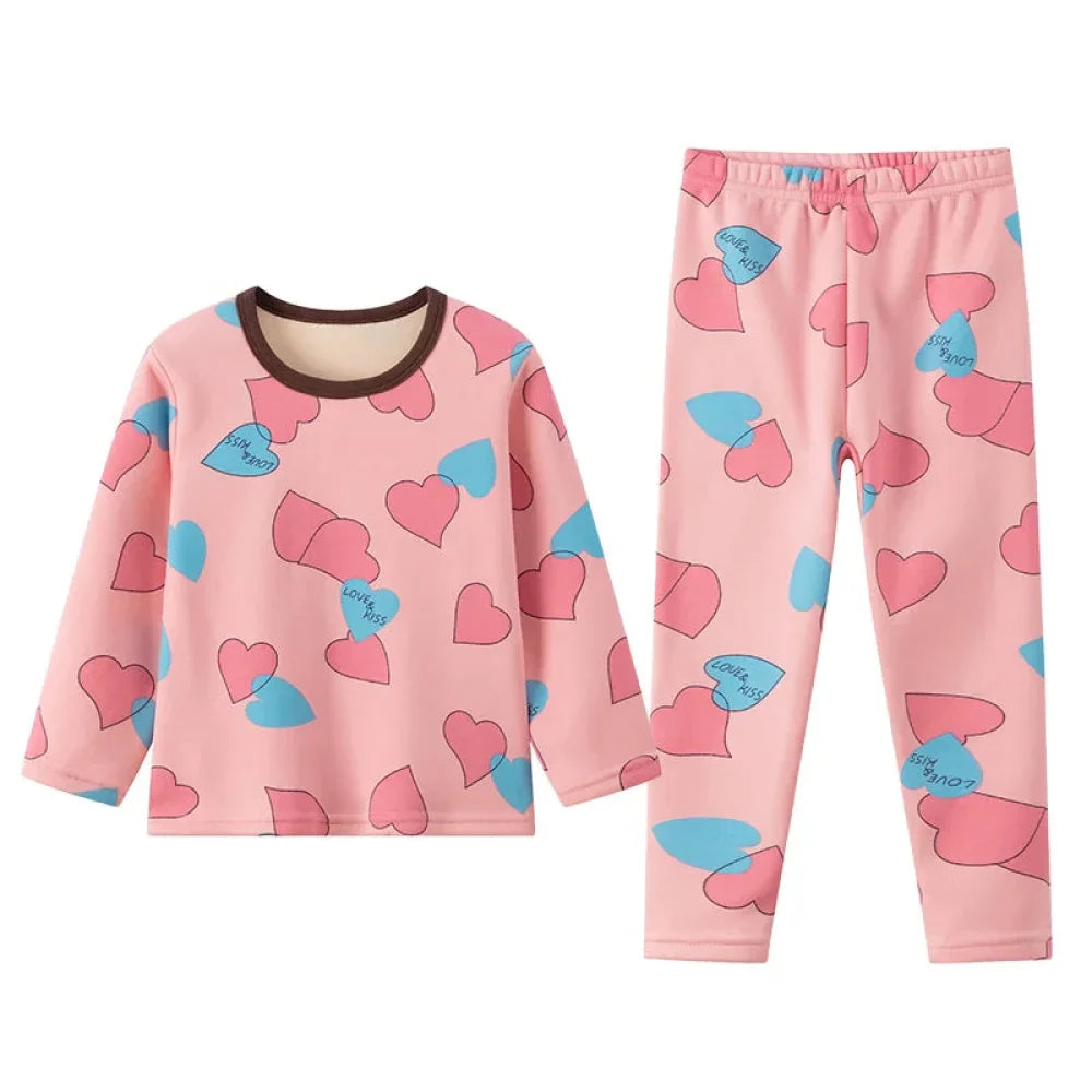 Pyjama Enfant Velours Cœur (3-12ans) - 3-4ans
