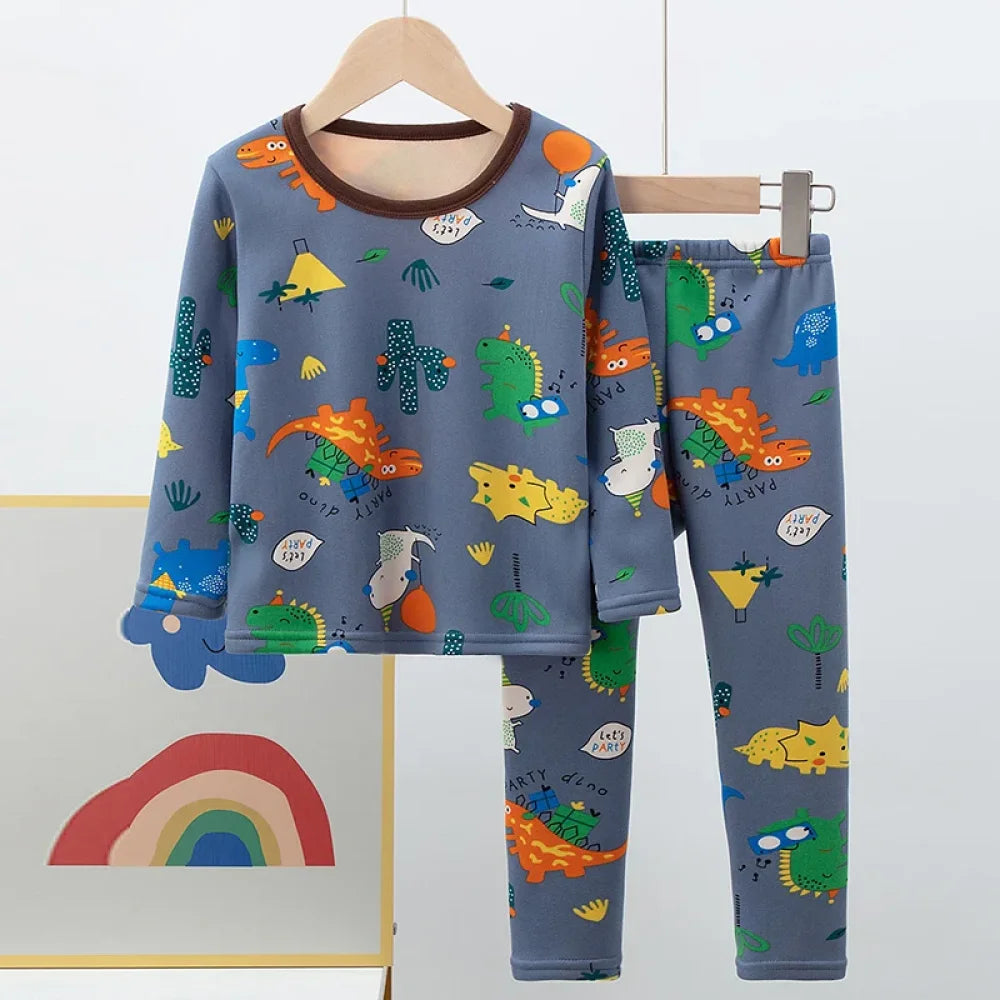 Pyjama Enfant Velours Dinosaure (3-12ans)