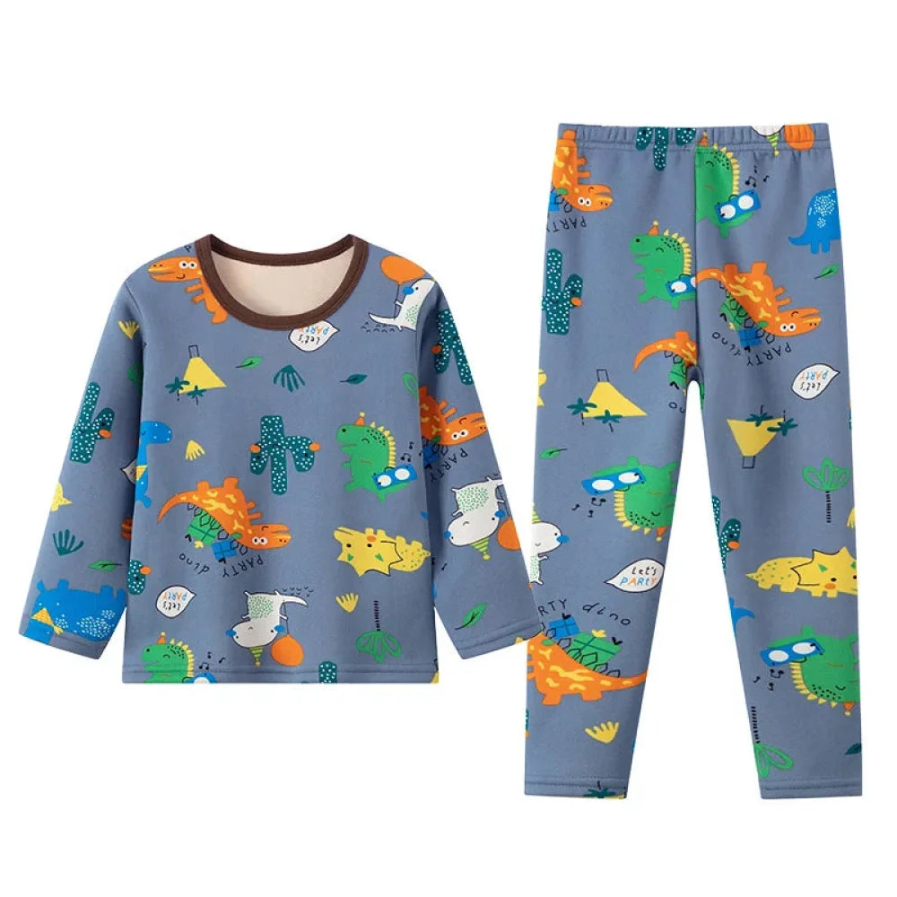 Pyjama Enfant Velours Dinosaure (3-12ans) - 3-4ans