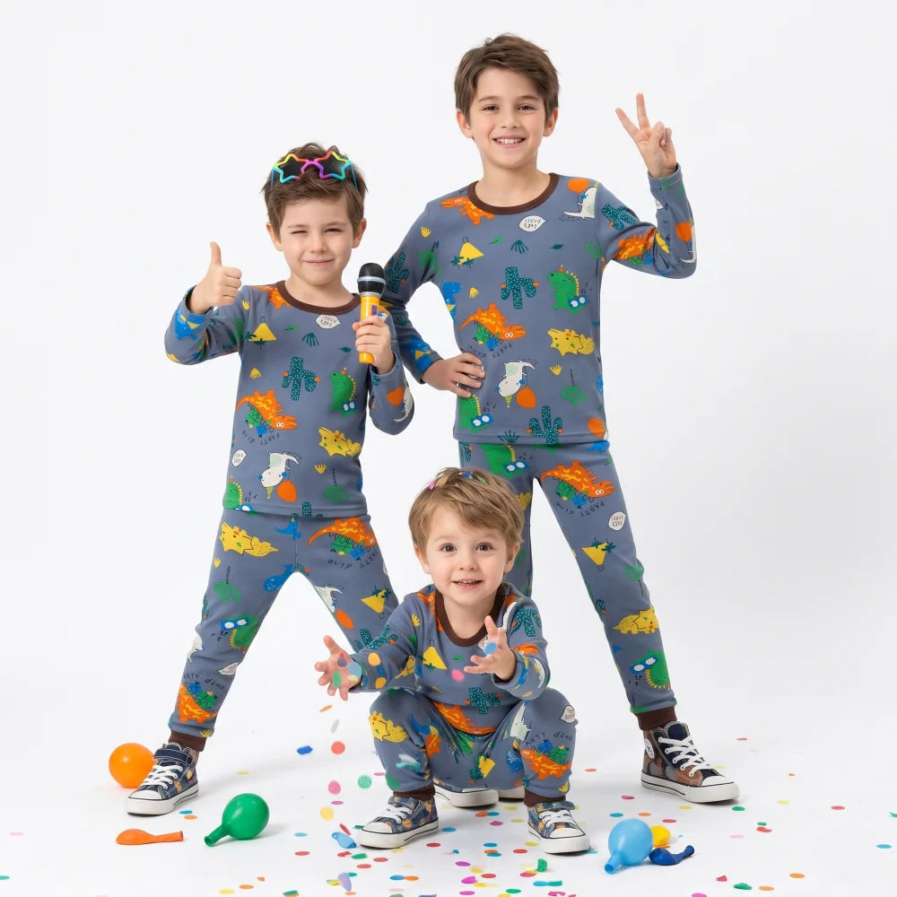 Pyjama Enfant Velours Dinosaure (3-12ans)
