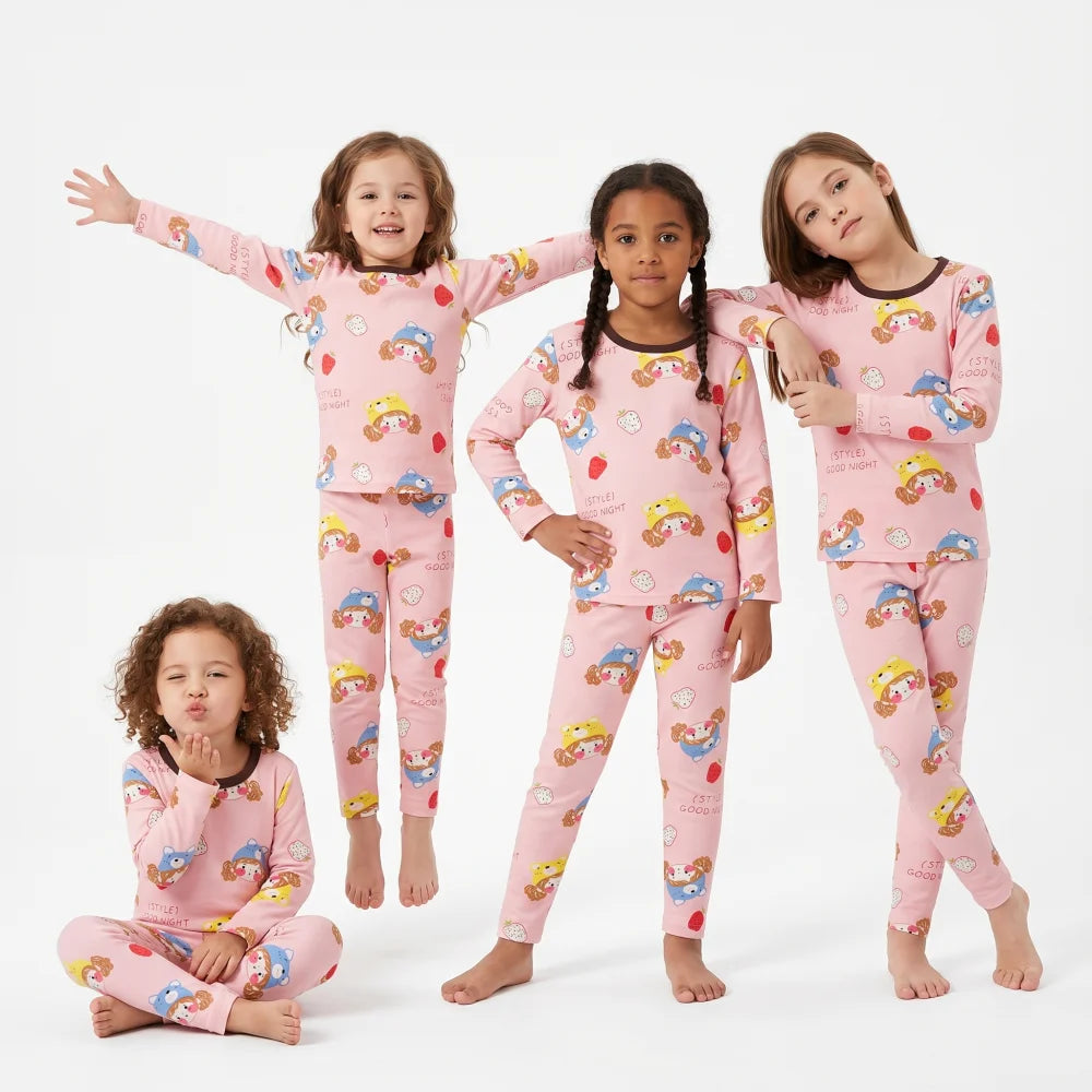 Pyjama Enfant Velours Fraise (3-12ans)