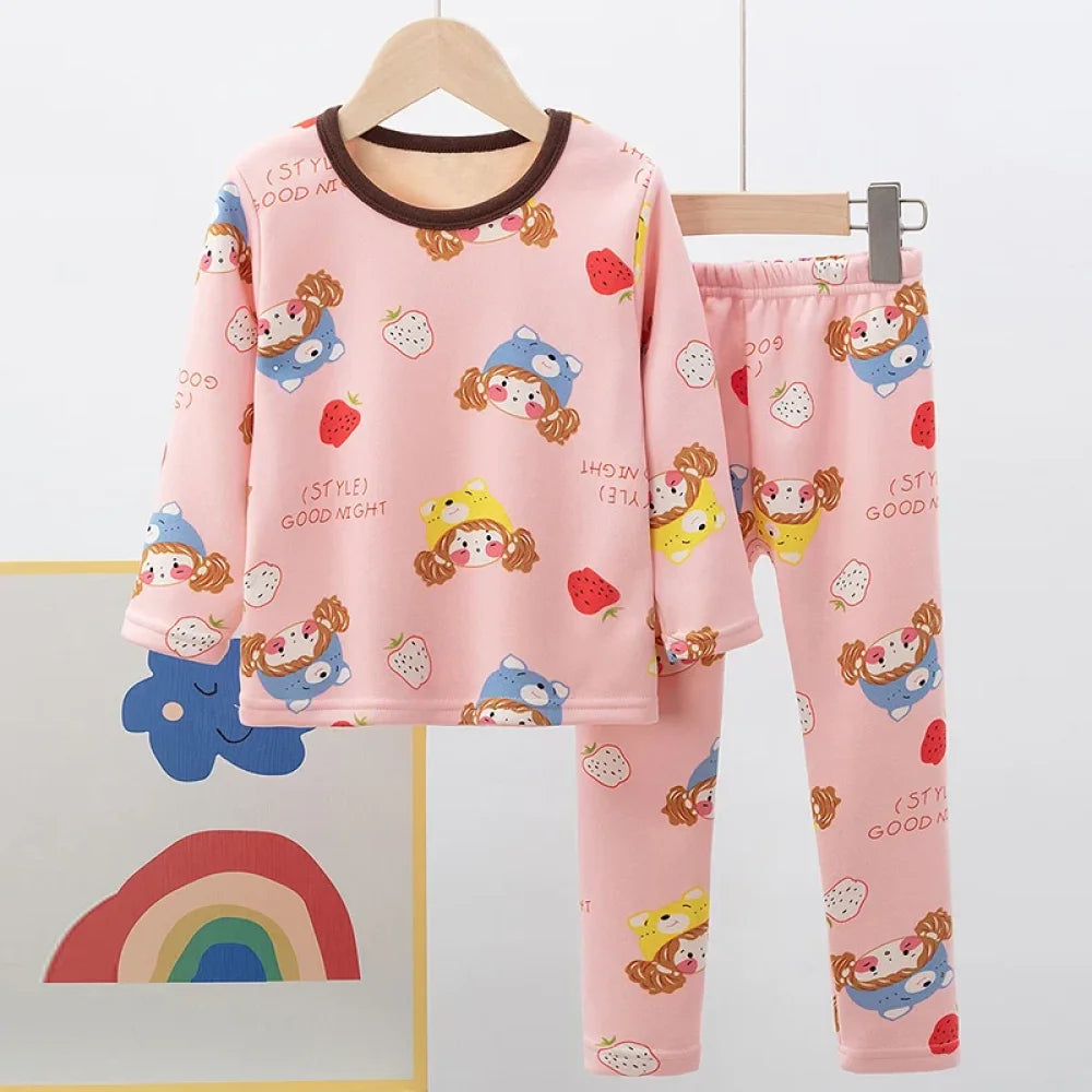 Pyjama Enfant Velours Fraise (3-12ans)