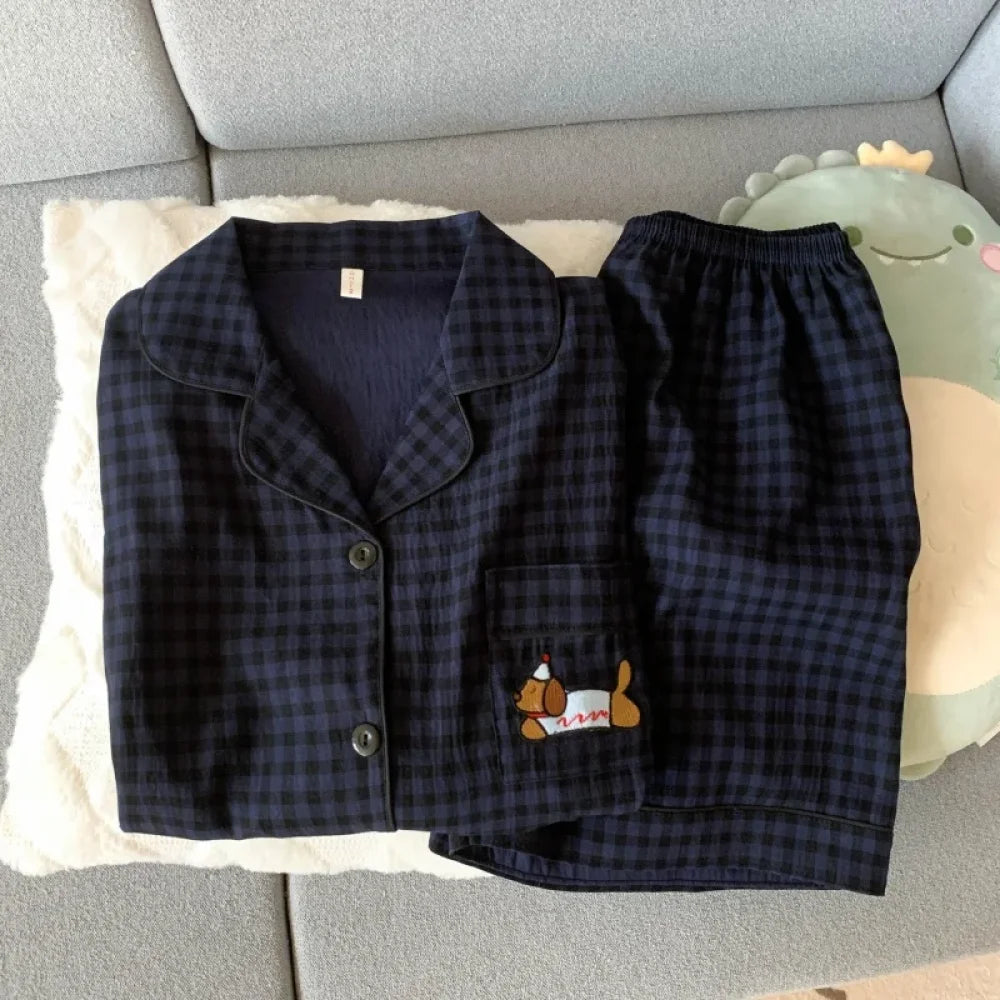 Pyjama Femme à Carreaux chien