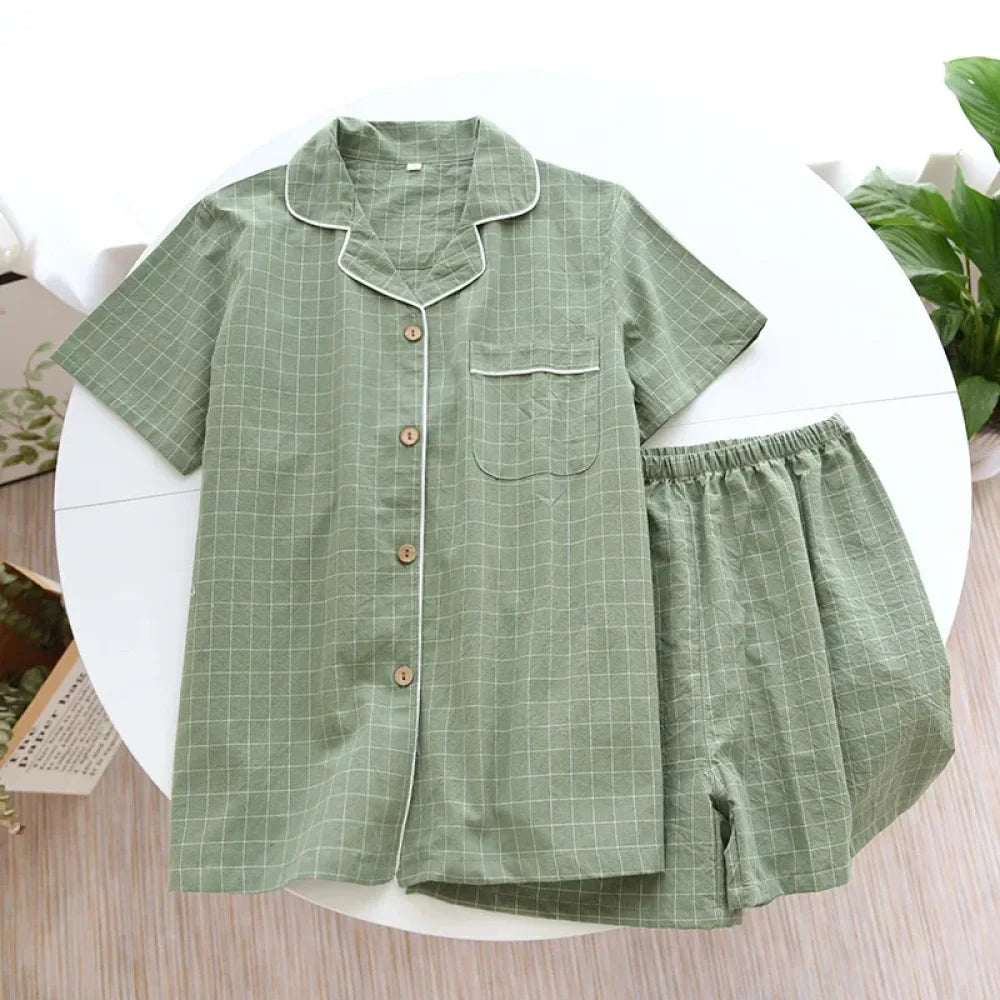 Pyjama Femme Ensemble à Carreaux - Vert / XS