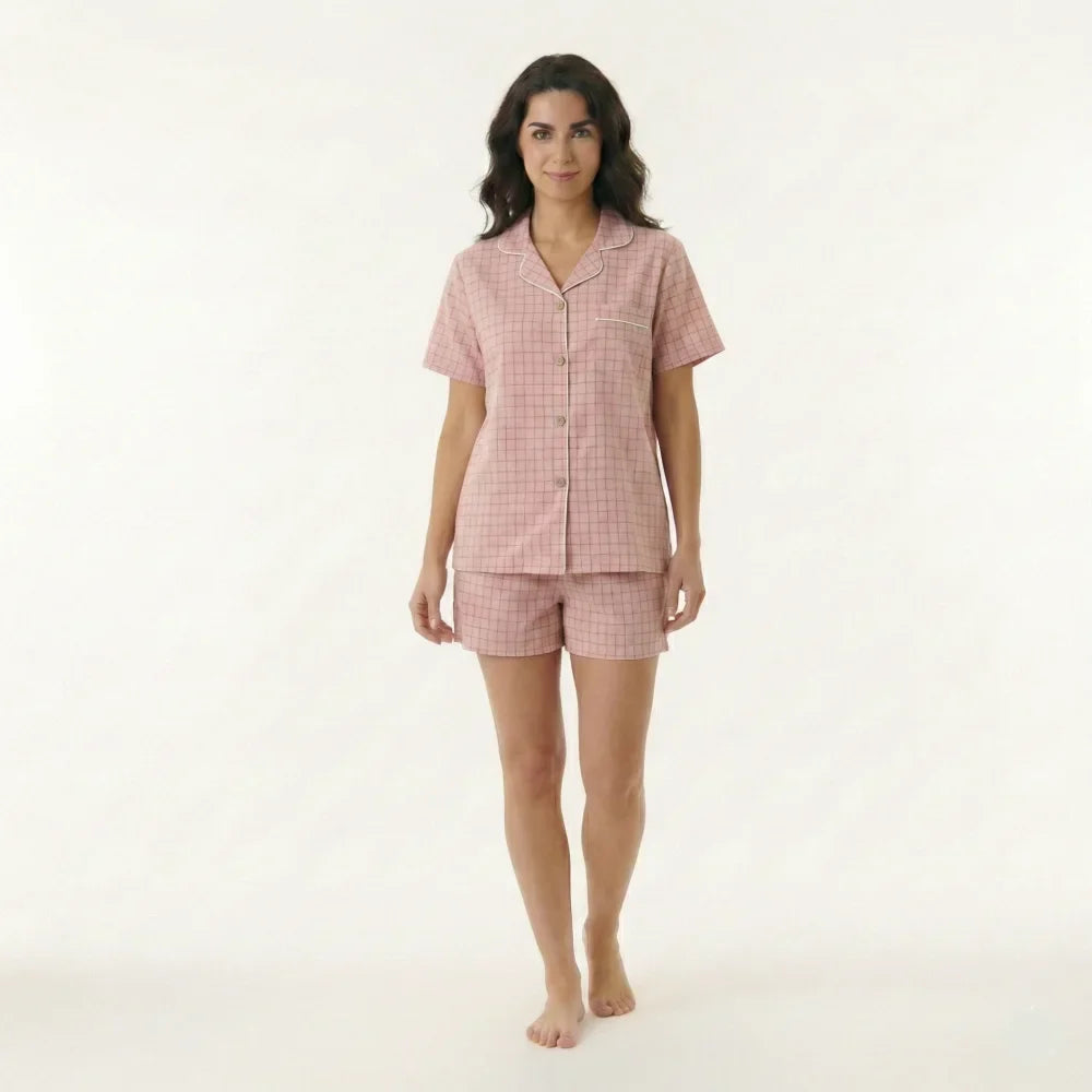 Pyjama Femme Ensemble à Carreaux - Rose / XS