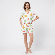 Pyjama Femme Ensemble d’Été coton forme géométrique