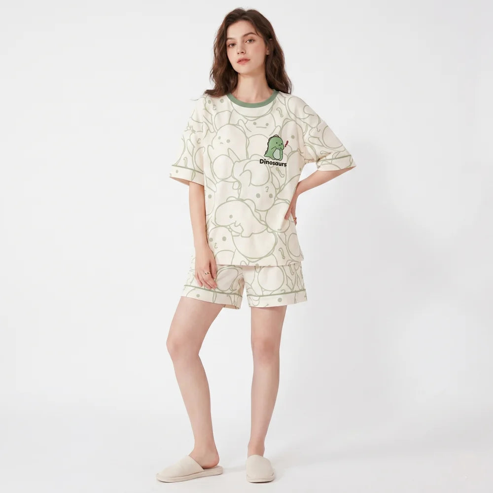 Pyjama Femme Ensemble d’Été Dinosaurs