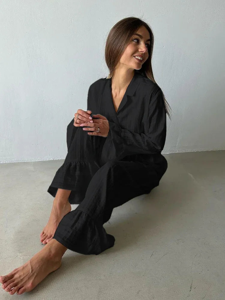 Pyjama Femme Ensemble en Coton 2 pièces - Noir / S