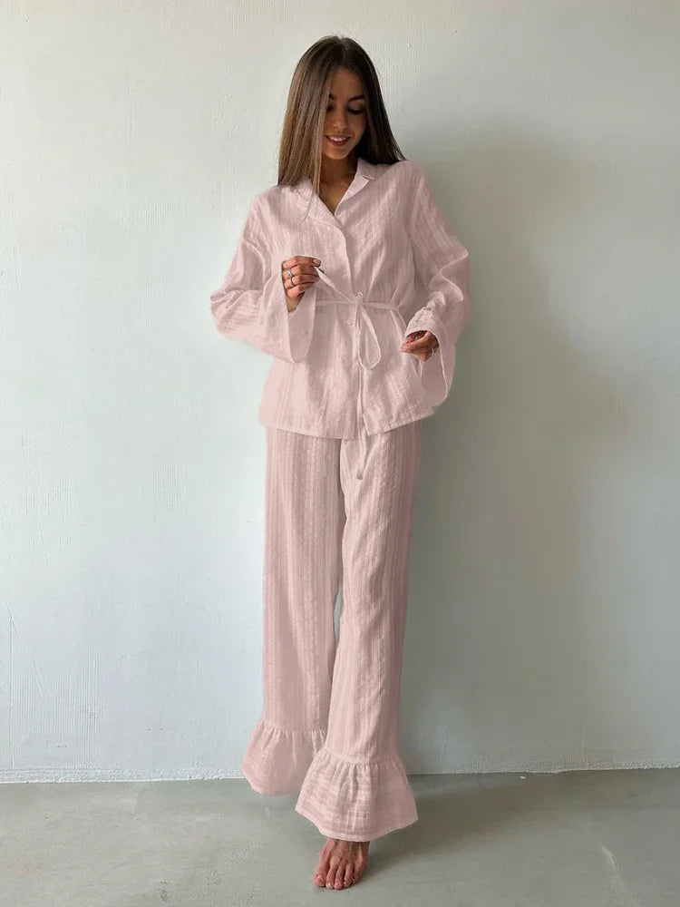 Pyjama Femme Ensemble en Coton 2 pièces - Rose / S