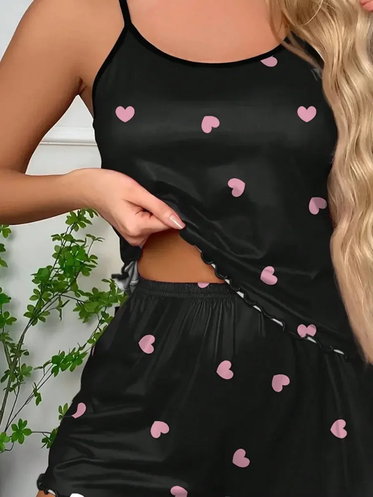 Pyjama Femme Été Ensemble coeur