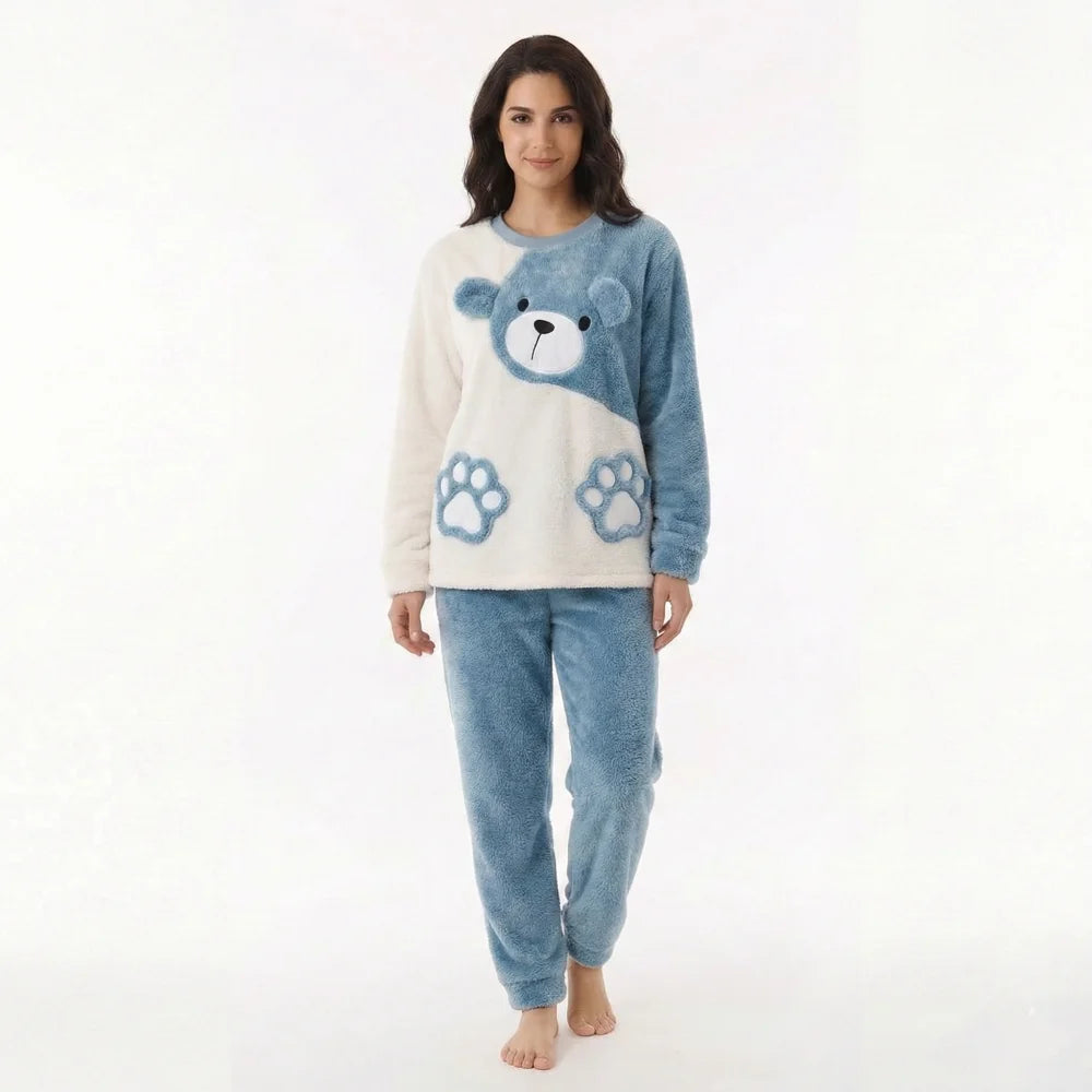 Pyjama Femme Flanelle ours - Bleu / M