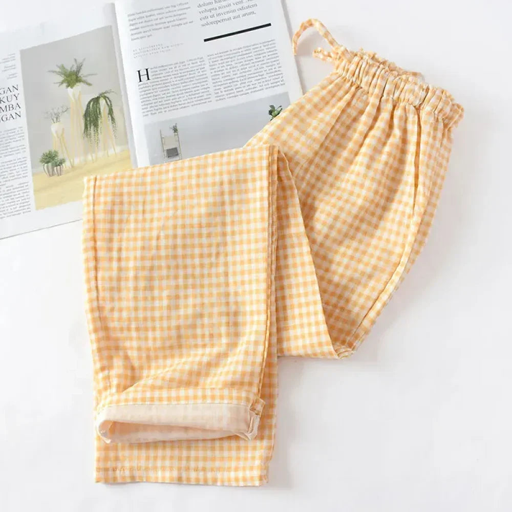 Pyjama Femme Pantalon à Carreaux orange 