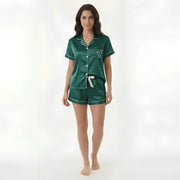 Pyjama Femme Satin Coeur - Vert / S