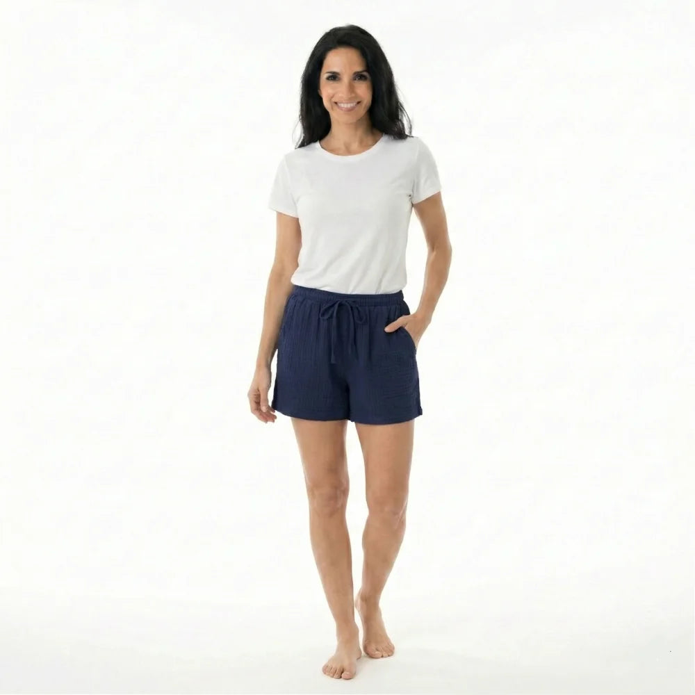 Pyjama Femme Short Coton - Bleu foncé / S