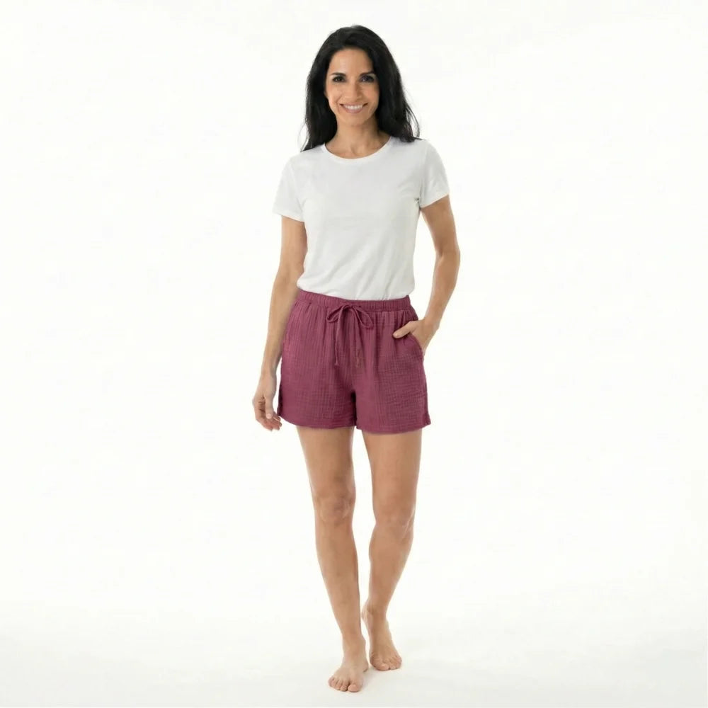 Pyjama Femme Short Coton - Bordeaux / S