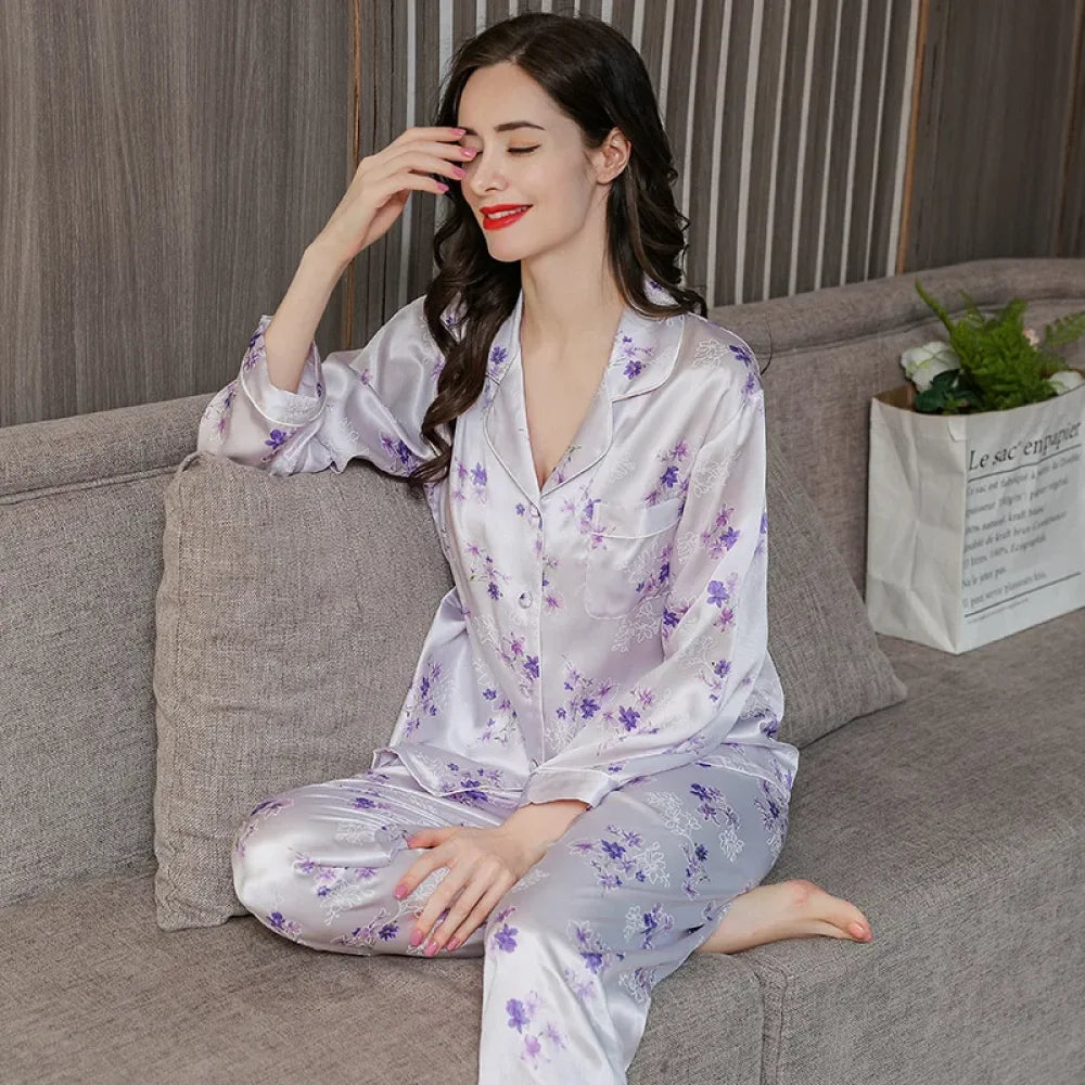 Pyjama Femme Soie naturelle lavande - M