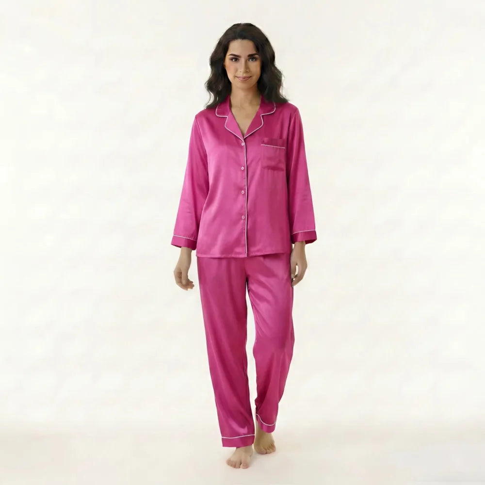 Pyjama Femme Soie Naturelle - Mauve / M / China Mainland