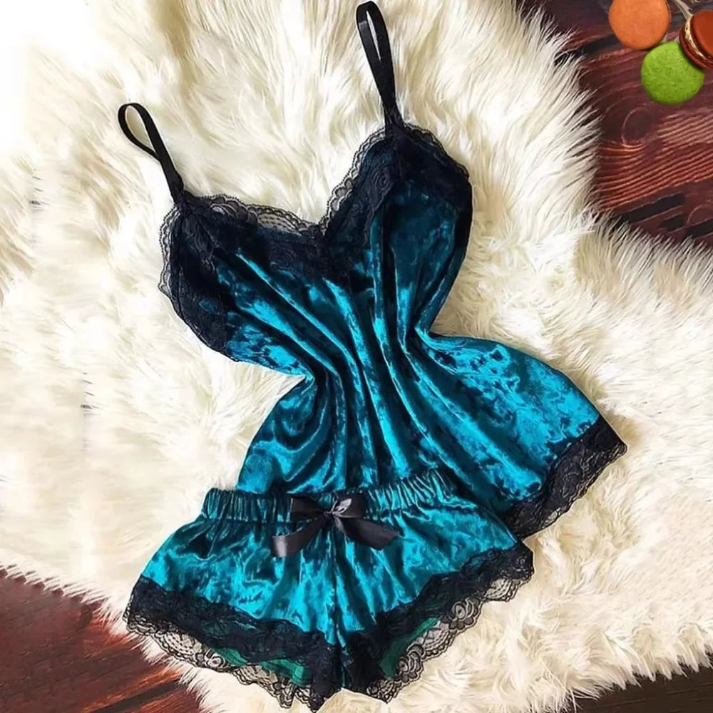 Pyjama Femme Velours Sexy - Bleu Clair / S