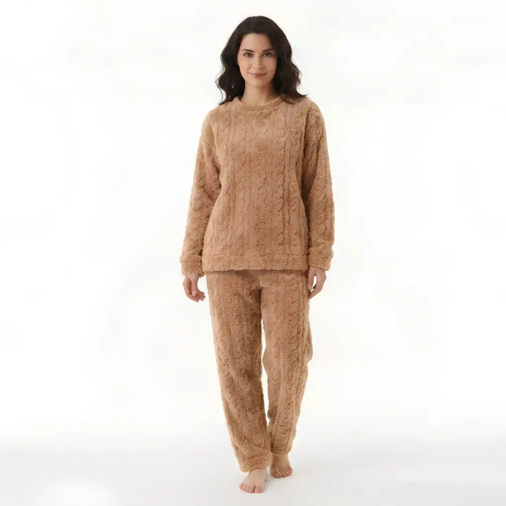 Pyjama Femme Velours Torsadé - Marron / Taille Unique